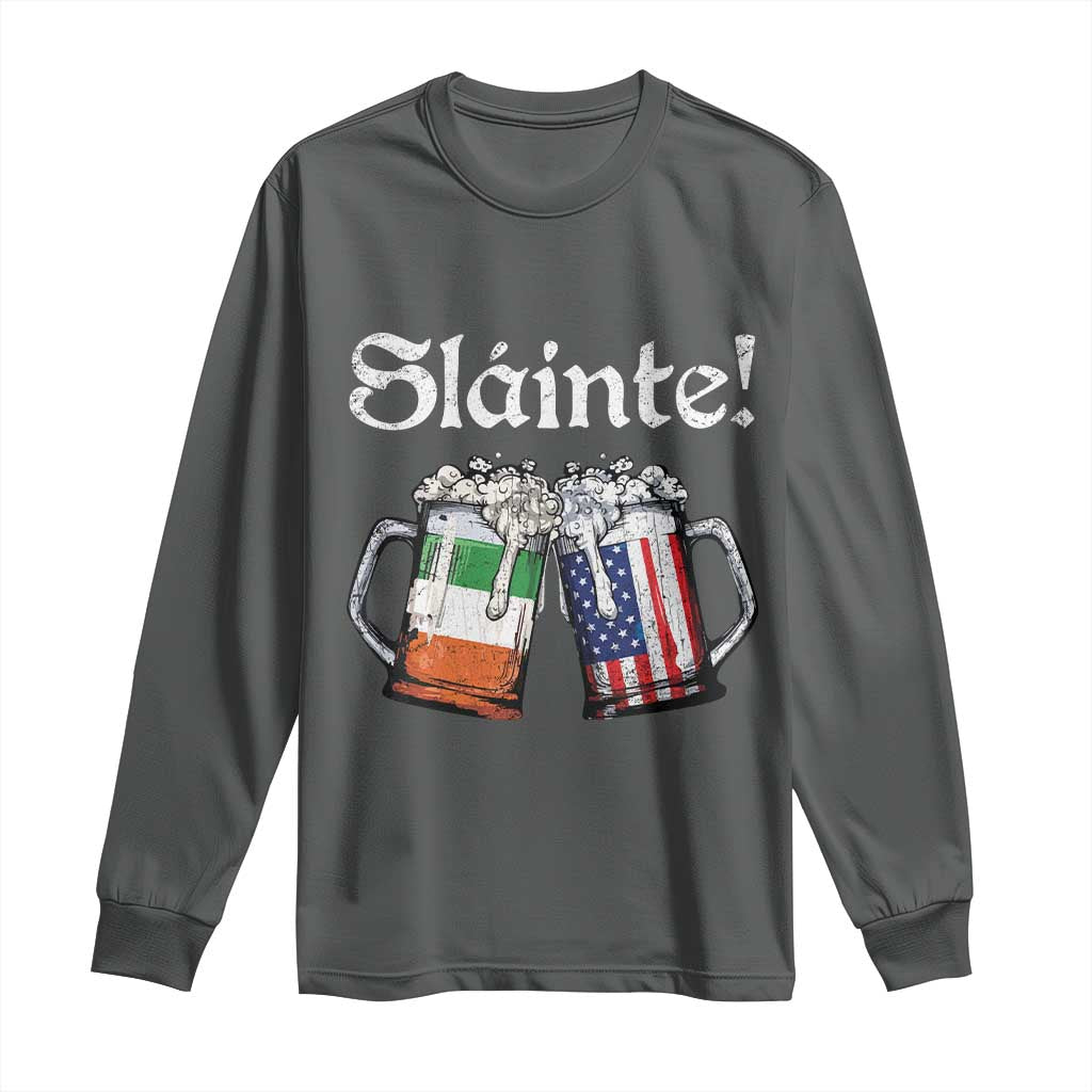 Funny St Patrick's Day Beer Drinking Slainte Long Sleeve Shirt Irish American Beer