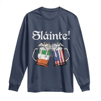 Funny St Patrick's Day Beer Drinking Slainte Long Sleeve Shirt Irish American Beer