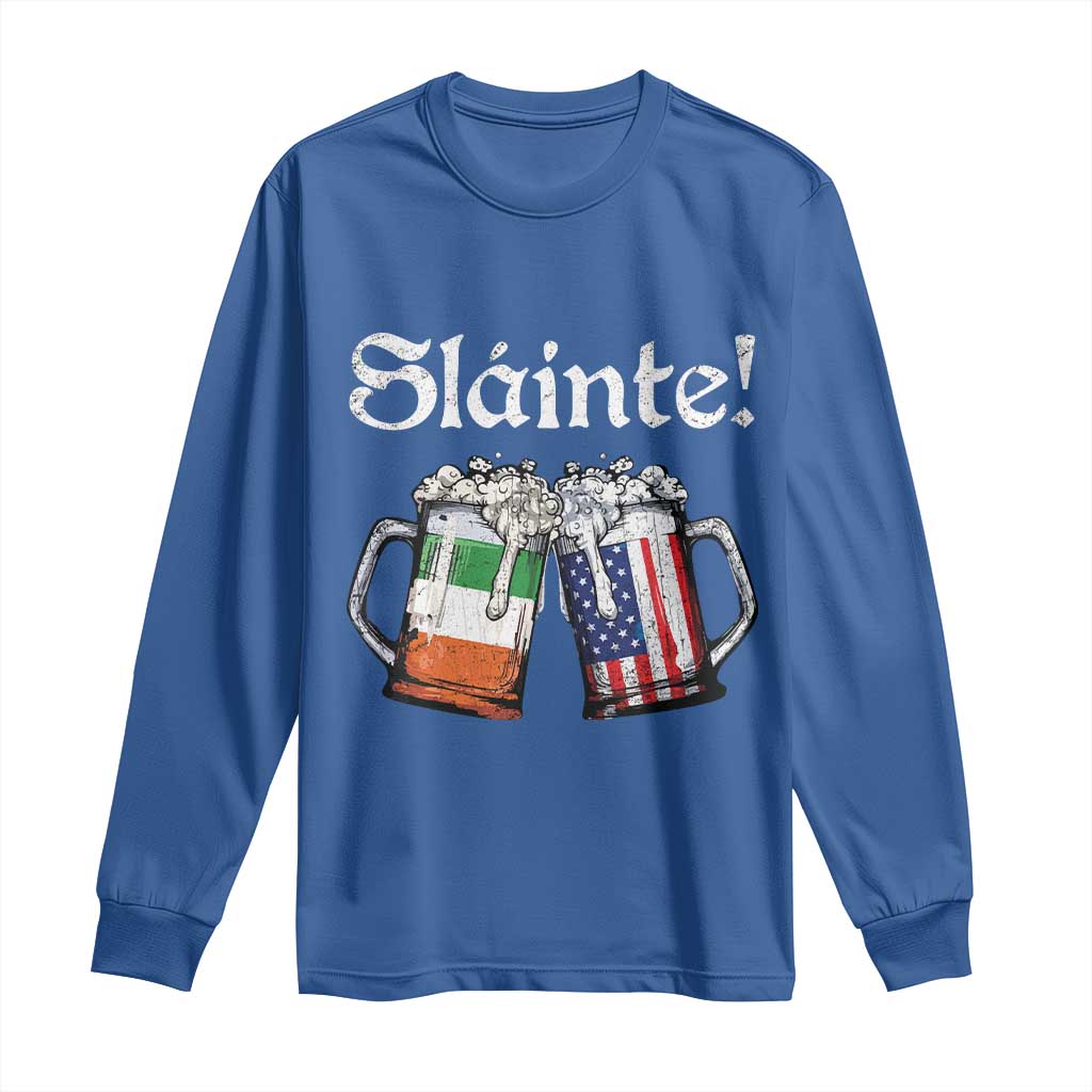 Funny St Patrick's Day Beer Drinking Slainte Long Sleeve Shirt Irish American Beer
