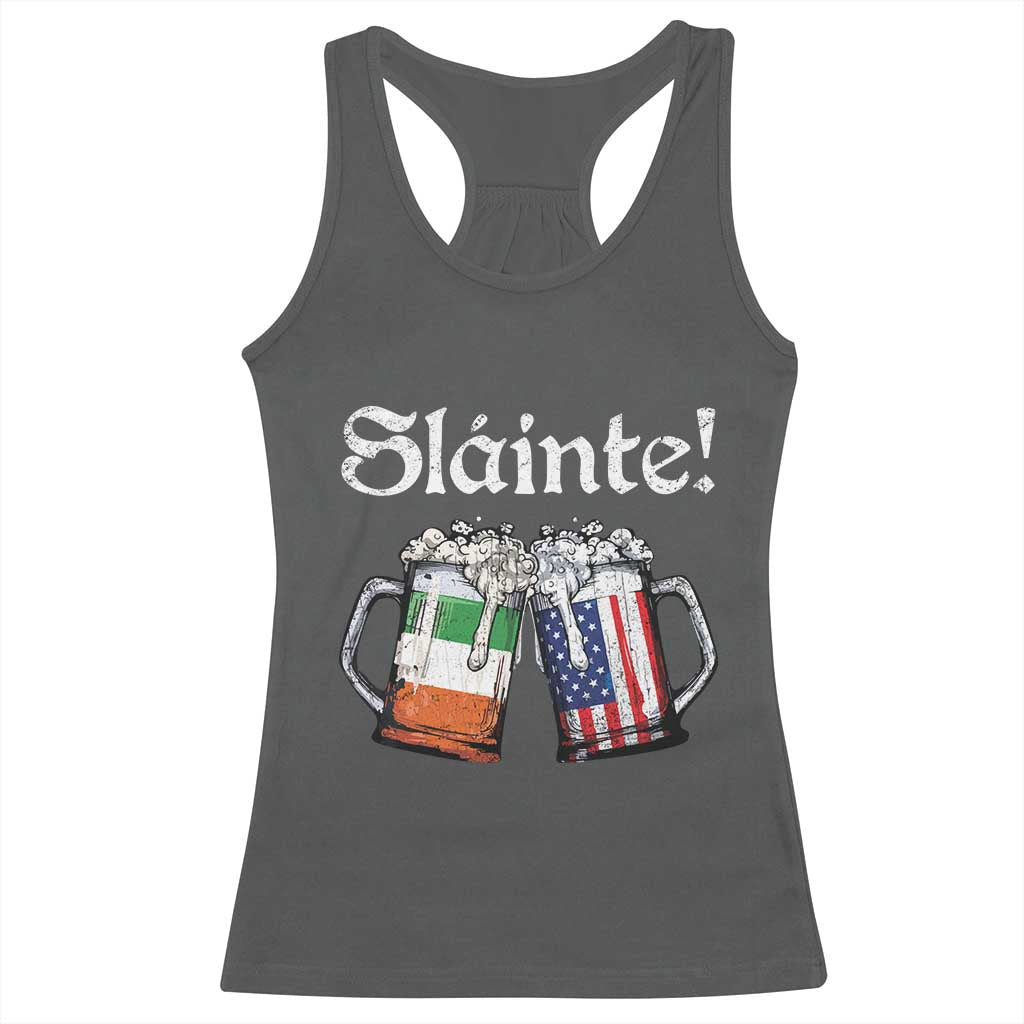 Funny St Patrick's Day Beer Drinking Slainte Racerback Tank Top Irish American Beer