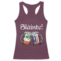 Funny St Patrick's Day Beer Drinking Slainte Racerback Tank Top Irish American Beer