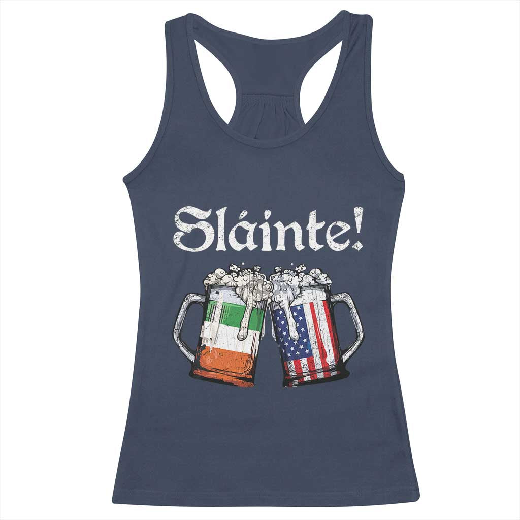 Funny St Patrick's Day Beer Drinking Slainte Racerback Tank Top Irish American Beer