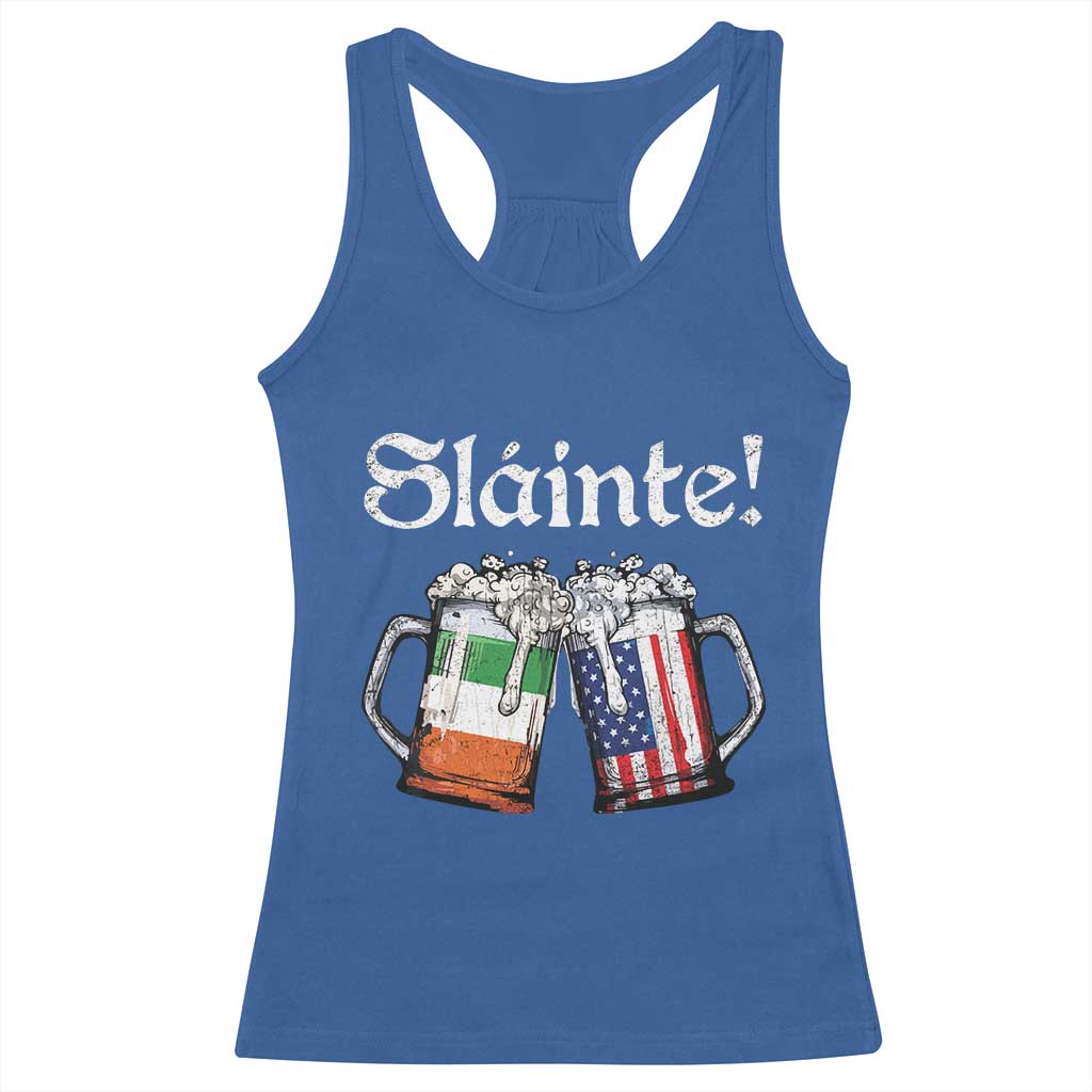 Funny St Patrick's Day Beer Drinking Slainte Racerback Tank Top Irish American Beer