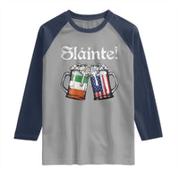 Funny St Patrick's Day Beer Drinking Slainte Raglan Shirt Irish American Beer