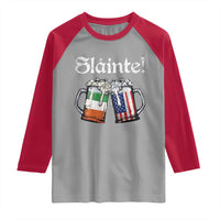 Funny St Patrick's Day Beer Drinking Slainte Raglan Shirt Irish American Beer