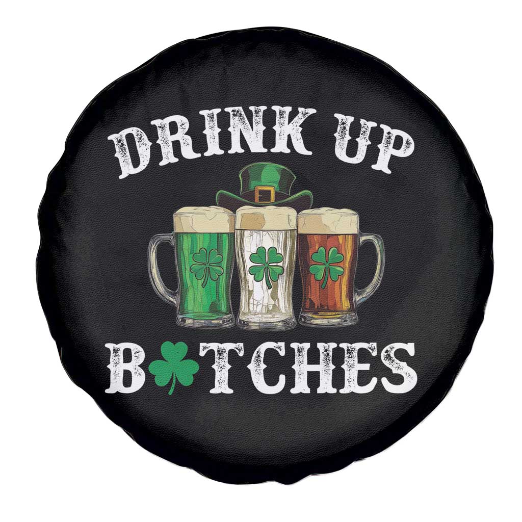 Funny St Patrick's Day Irish Beer Drinking Spare Tire Cover Drink Up Bitches Ireland Flag