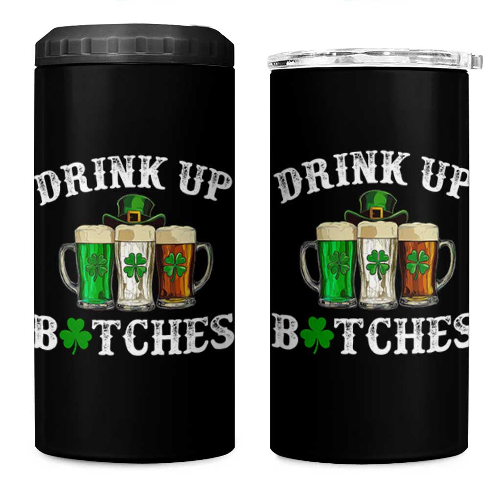 Funny St Patrick's Day Irish Beer Drinking 4 in 1 Can Cooler Tumbler Drink Up Bitches Ireland Flag - Wonder Print Shop