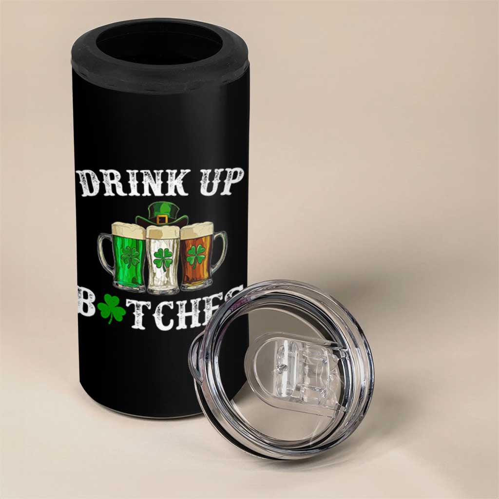 Funny St Patrick's Day Irish Beer Drinking 4 in 1 Can Cooler Tumbler Drink Up Bitches Ireland Flag - Wonder Print Shop