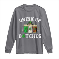 Funny St Patrick's Day Irish Beer Drinking Long Sleeve Shirt Drink Up Bitches Ireland Flag