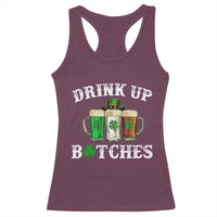 Funny St Patrick's Day Irish Beer Drinking Racerback Tank Top Drink Up Bitches Ireland Flag