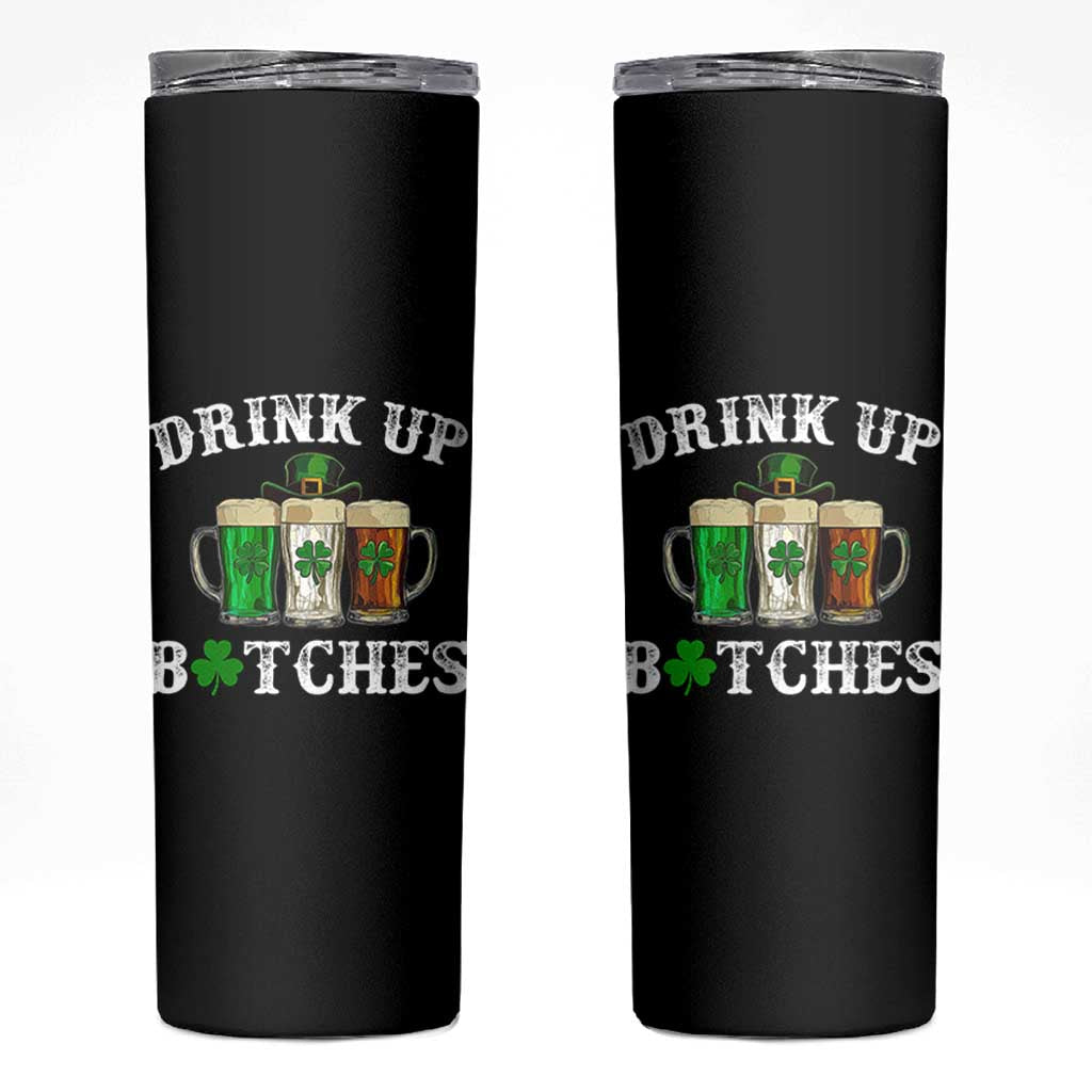 Funny St Patrick's Day Irish Beer Drinking Skinny Tumbler Drink Up Bitches Ireland Flag - Wonder Print Shop