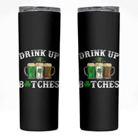 Funny St Patrick's Day Irish Beer Drinking Skinny Tumbler Drink Up Bitches Ireland Flag - Wonder Print Shop