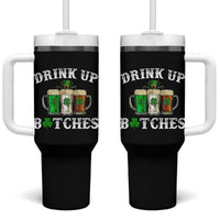 Funny St Patrick's Day Irish Beer Drinking Tumbler With Handle Drink Up Bitches Ireland Flag - Wonder Print Shop
