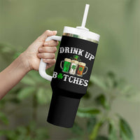 Funny St Patrick's Day Irish Beer Drinking Tumbler With Handle Drink Up Bitches Ireland Flag - Wonder Print Shop