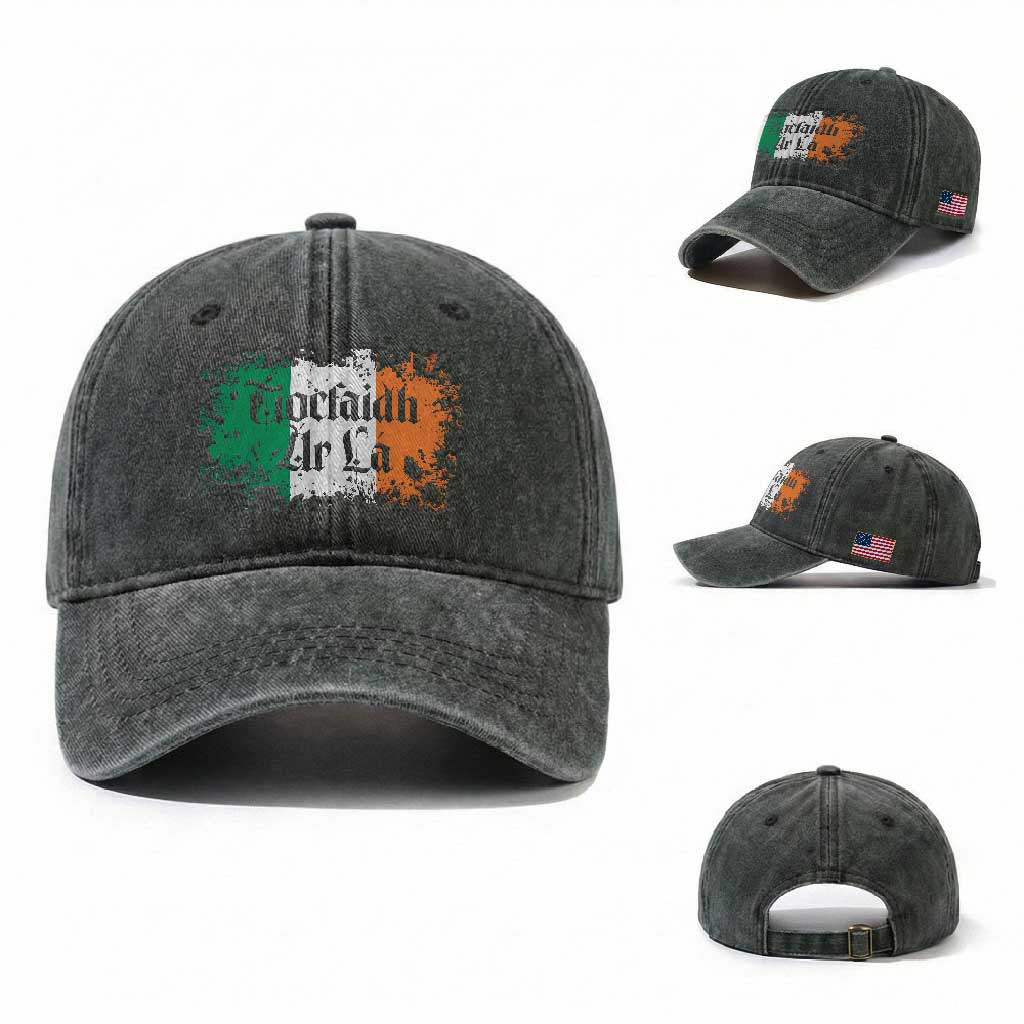 Tiocfaidh Ar La Washed Cotton Baseball Cap Vintage Irish Ireland Flag