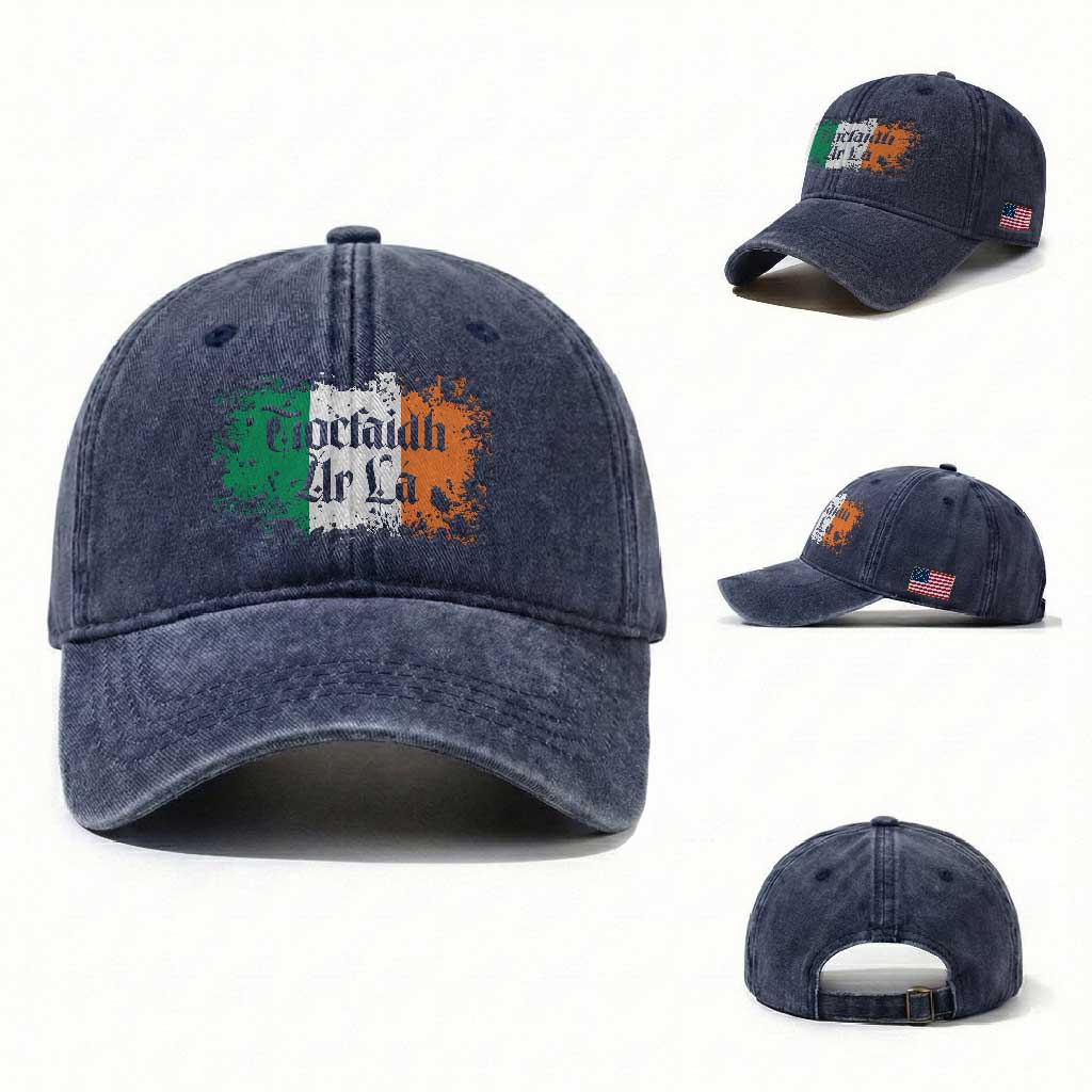 Tiocfaidh Ar La Washed Cotton Baseball Cap Vintage Irish Ireland Flag