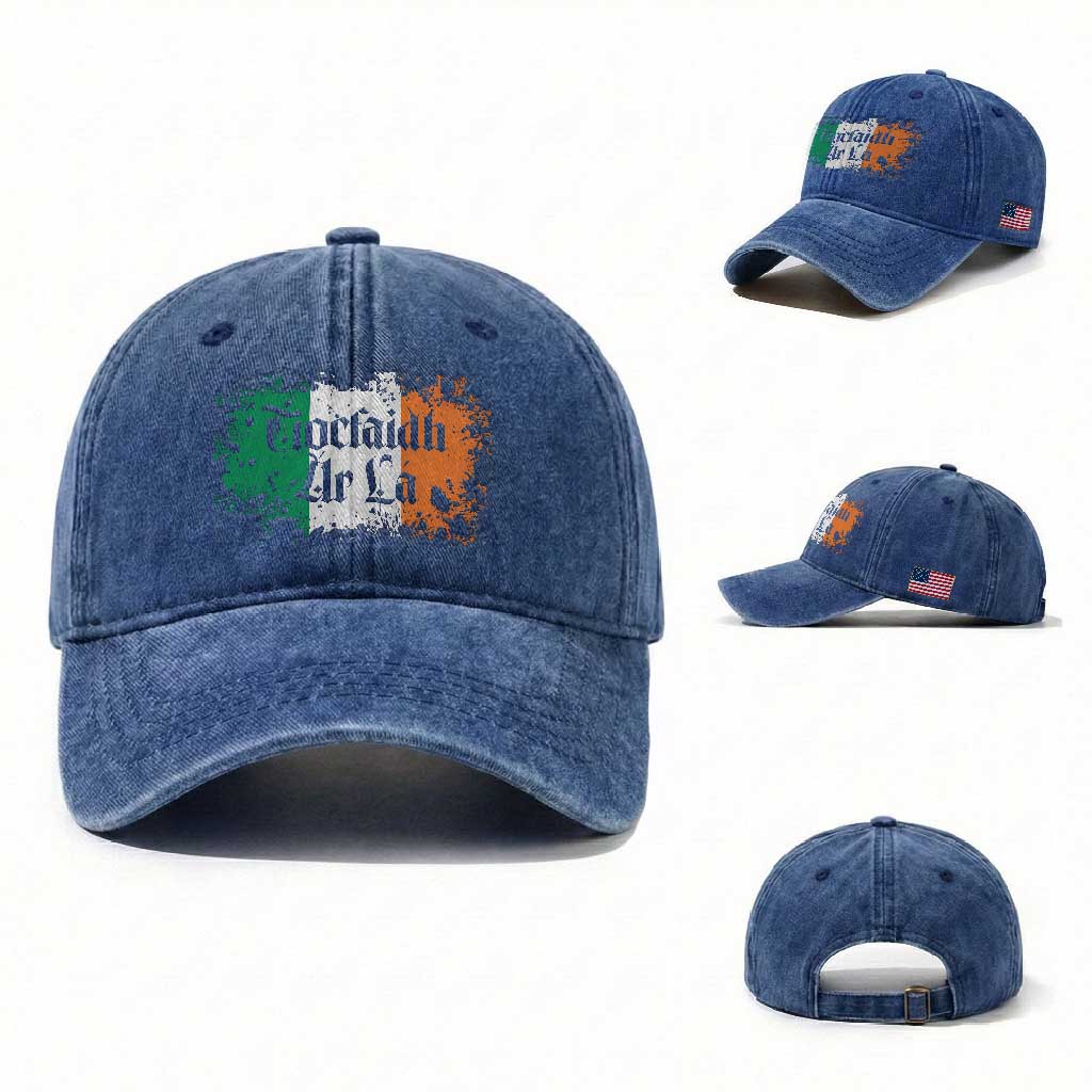 Tiocfaidh Ar La Washed Cotton Baseball Cap Vintage Irish Ireland Flag