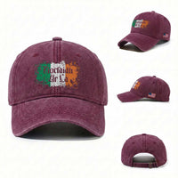 Tiocfaidh Ar La Washed Cotton Baseball Cap Vintage Irish Ireland Flag