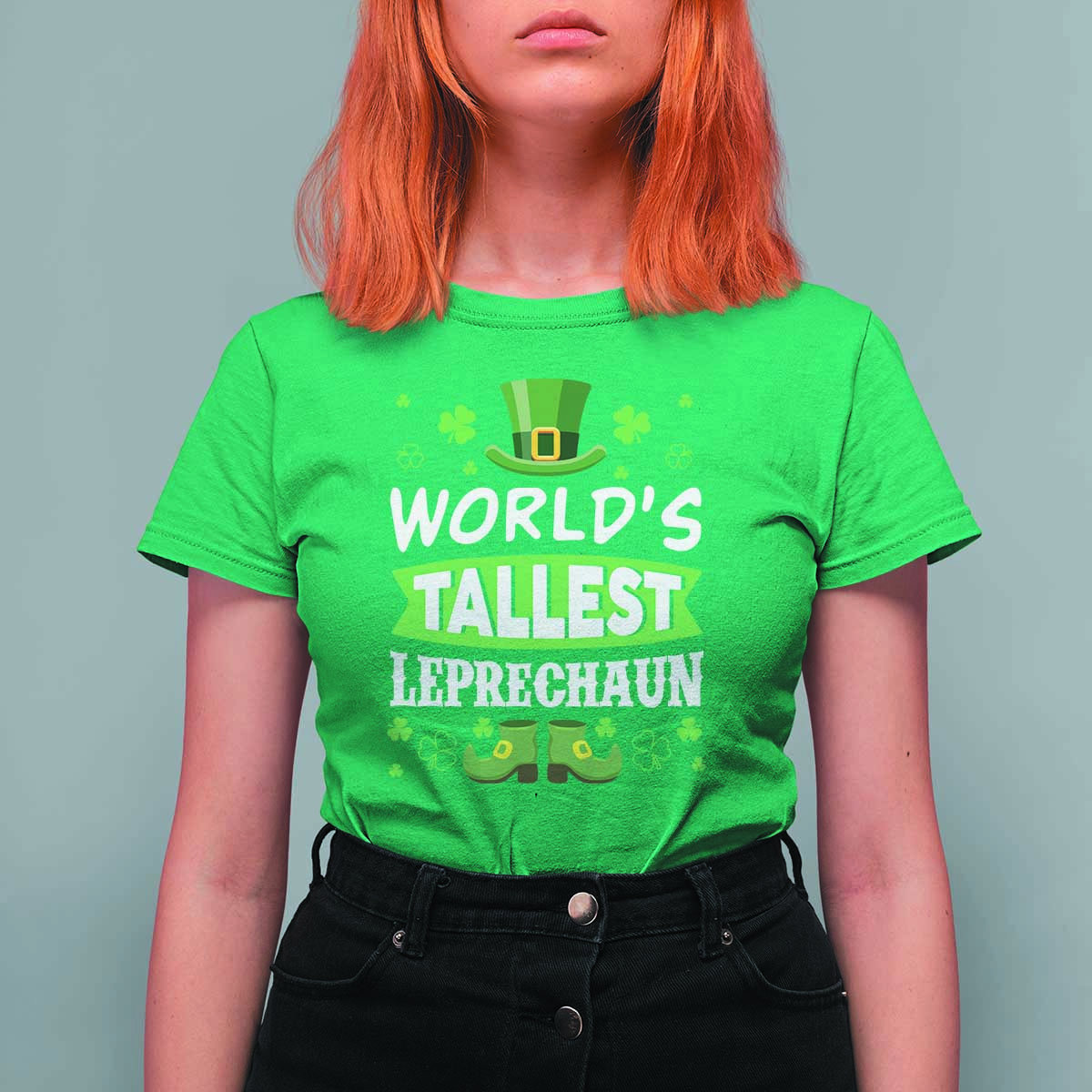 Funny World's Tallest Leprechaun St Patrick's Day T Shirt For Women Shamrock