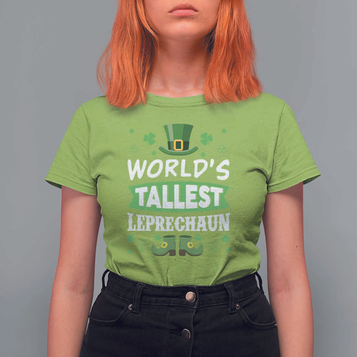 Funny World's Tallest Leprechaun St Patrick's Day T Shirt For Women Shamrock