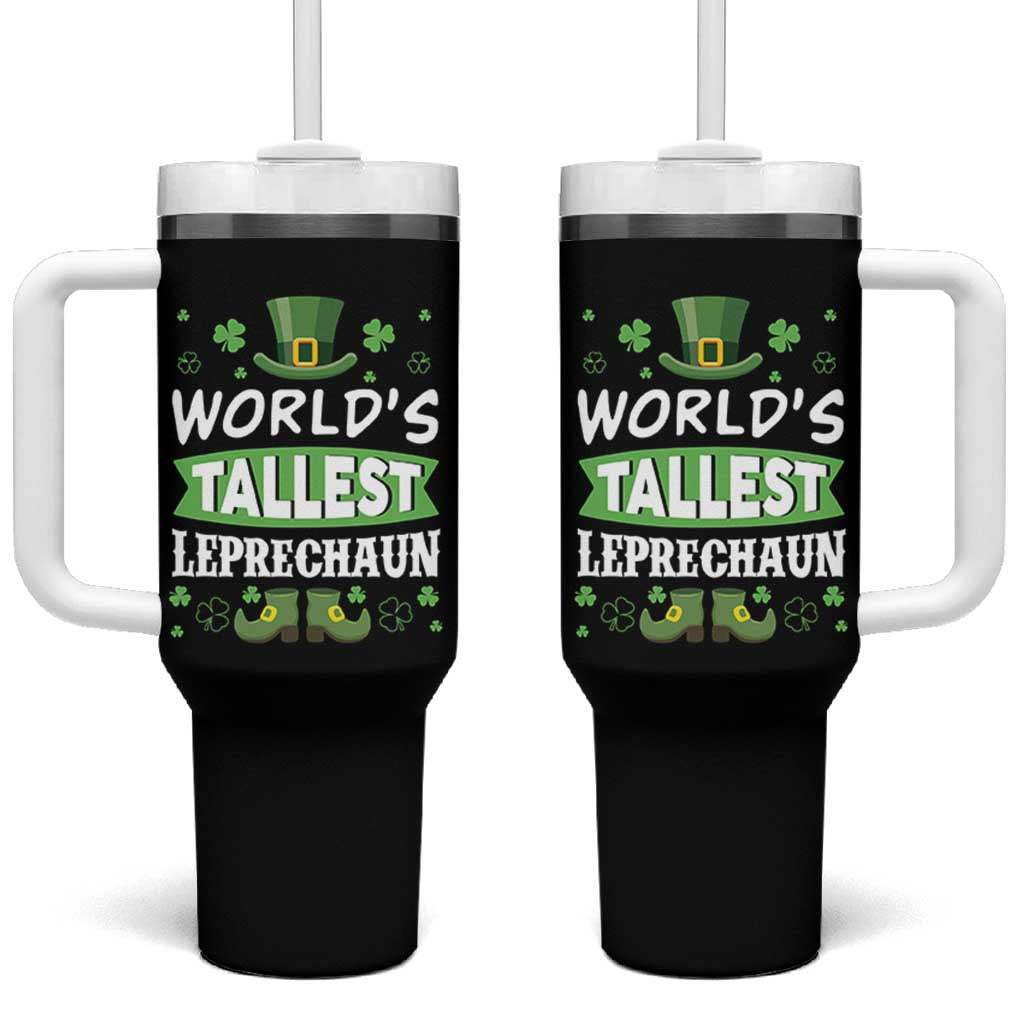 Funny World's Tallest Leprechaun St Patrick's Day Tumbler With Handle Shamrock