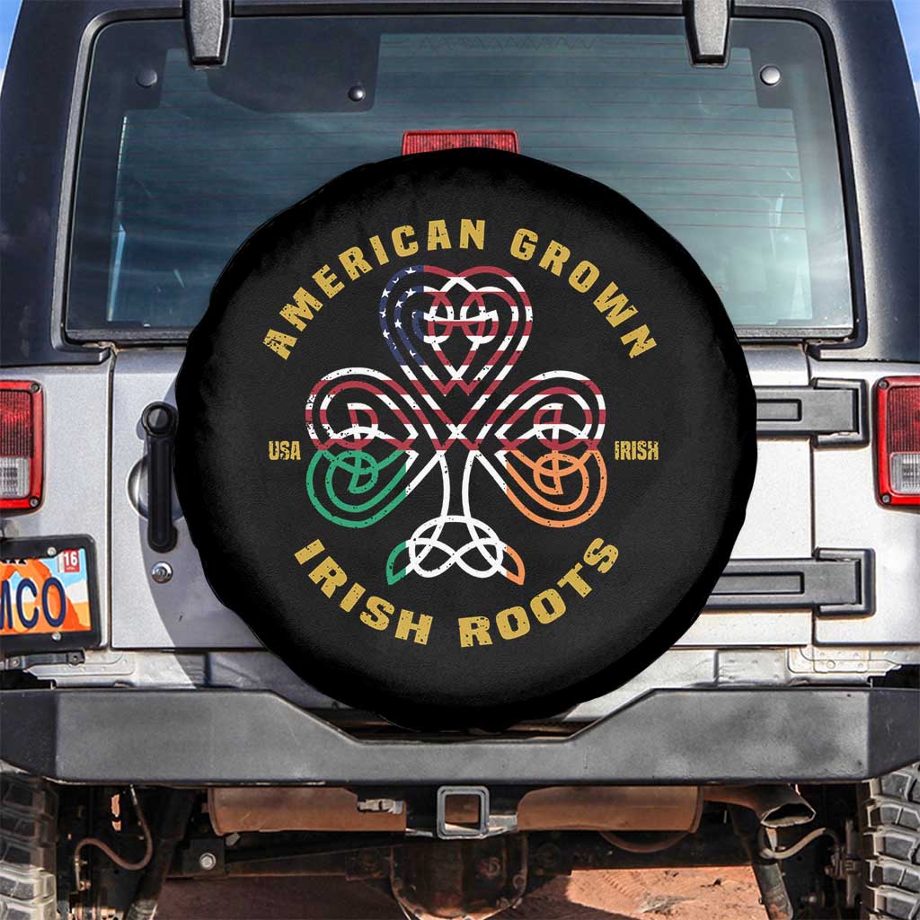 American Grown With Irish Roots Spare Tire Cover Irish American Shamrock