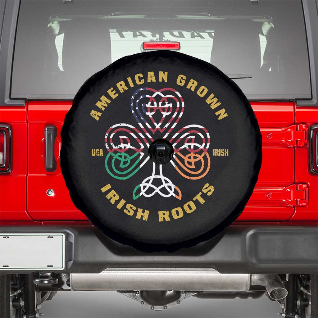 American Grown With Irish Roots Spare Tire Cover Irish American Shamrock