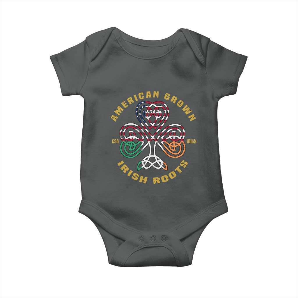 American Grown With Irish Roots Baby Onesie Irish American Shamrock