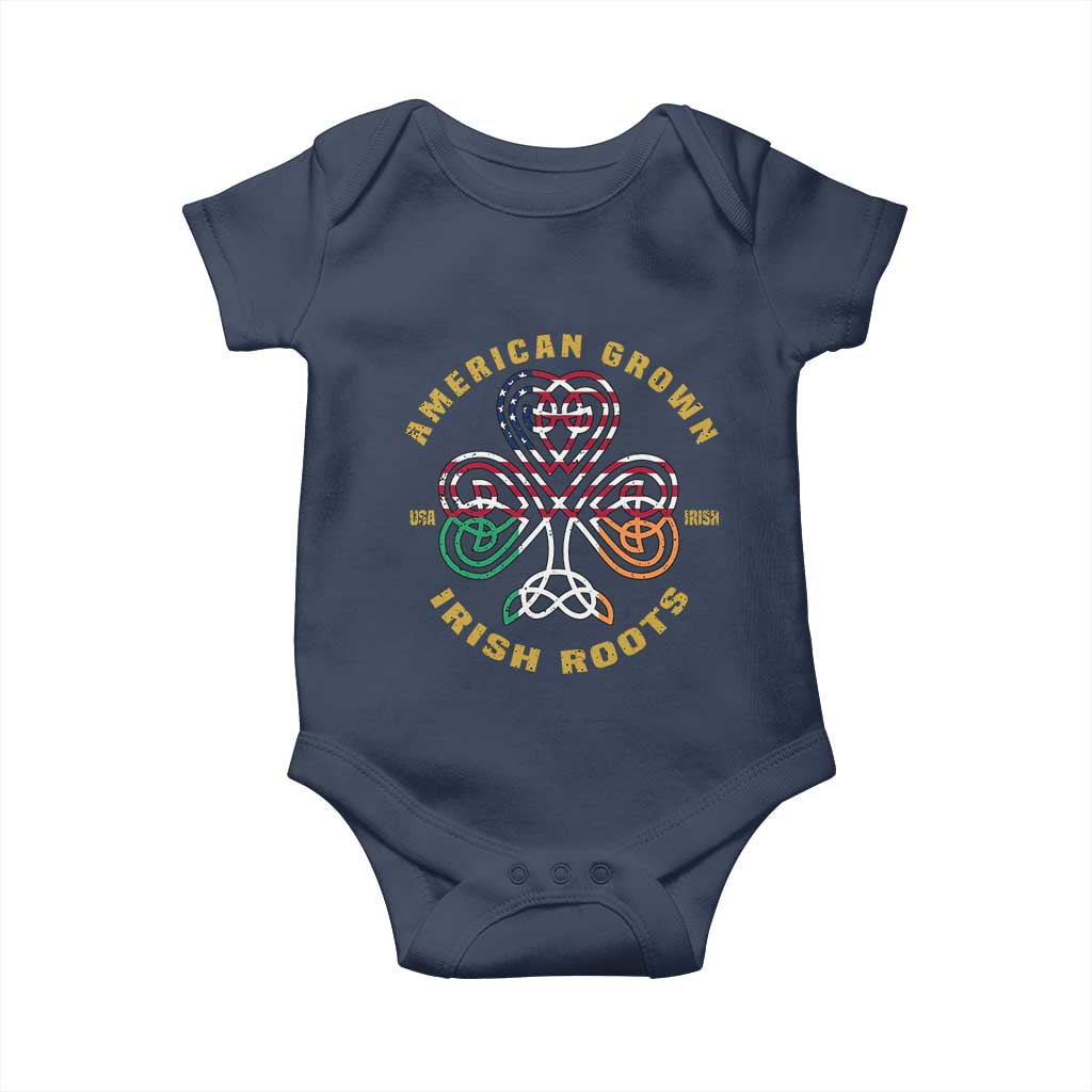 American Grown With Irish Roots Baby Onesie Irish American Shamrock