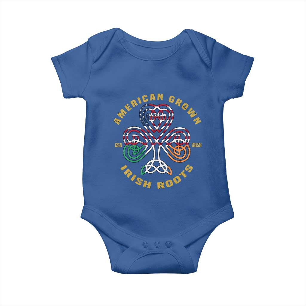 American Grown With Irish Roots Baby Onesie Irish American Shamrock