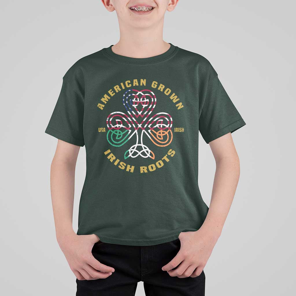 American Grown With Irish Roots T Shirt For Kid Irish American Shamrock