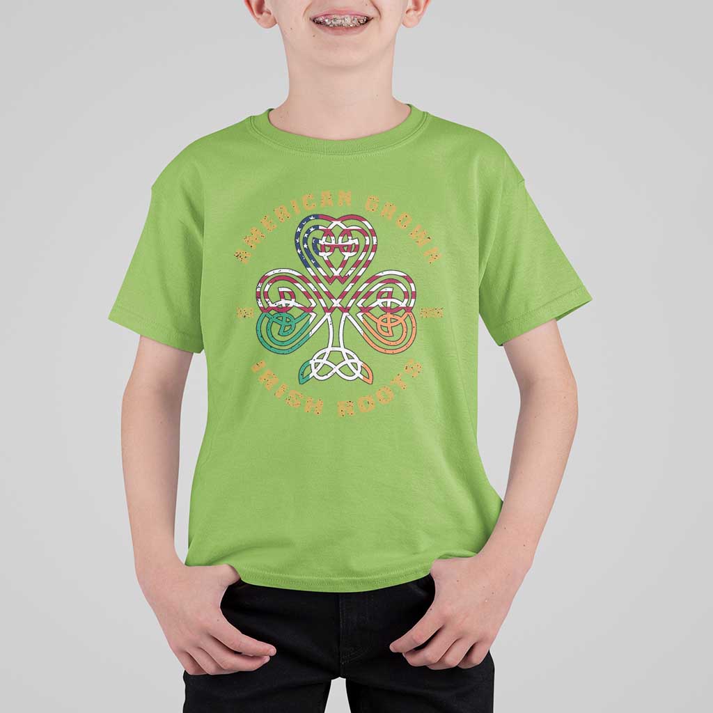 American Grown With Irish Roots T Shirt For Kid Irish American Shamrock