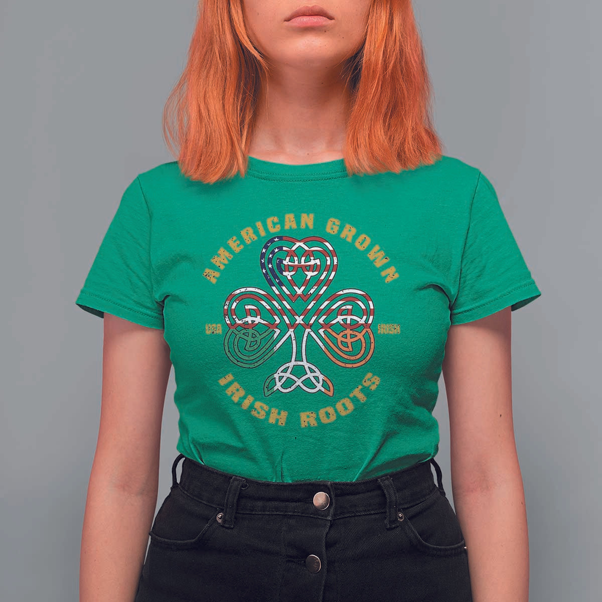 American Grown With Irish Roots T Shirt For Women Irish American Shamrock