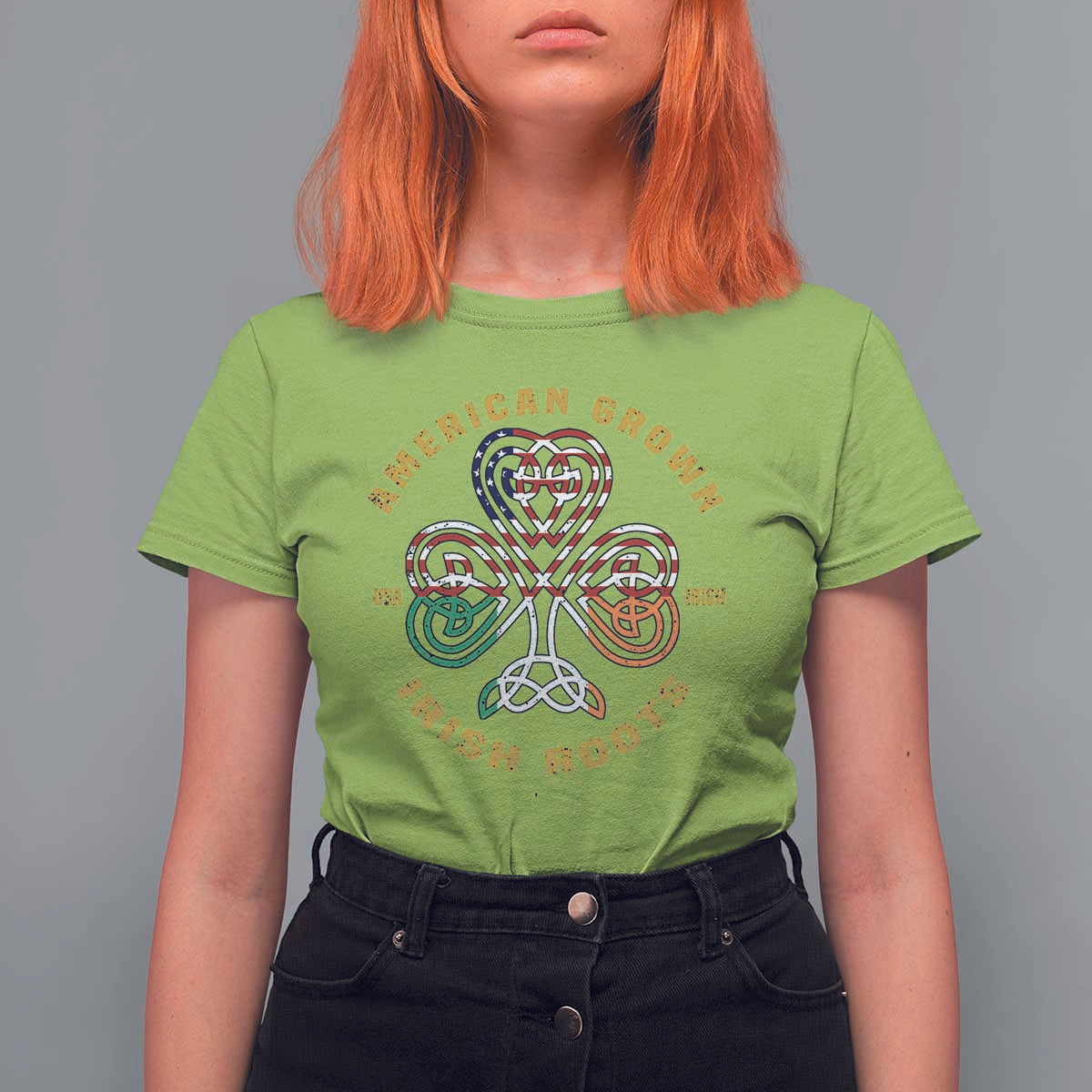American Grown With Irish Roots T Shirt For Women Irish American Shamrock