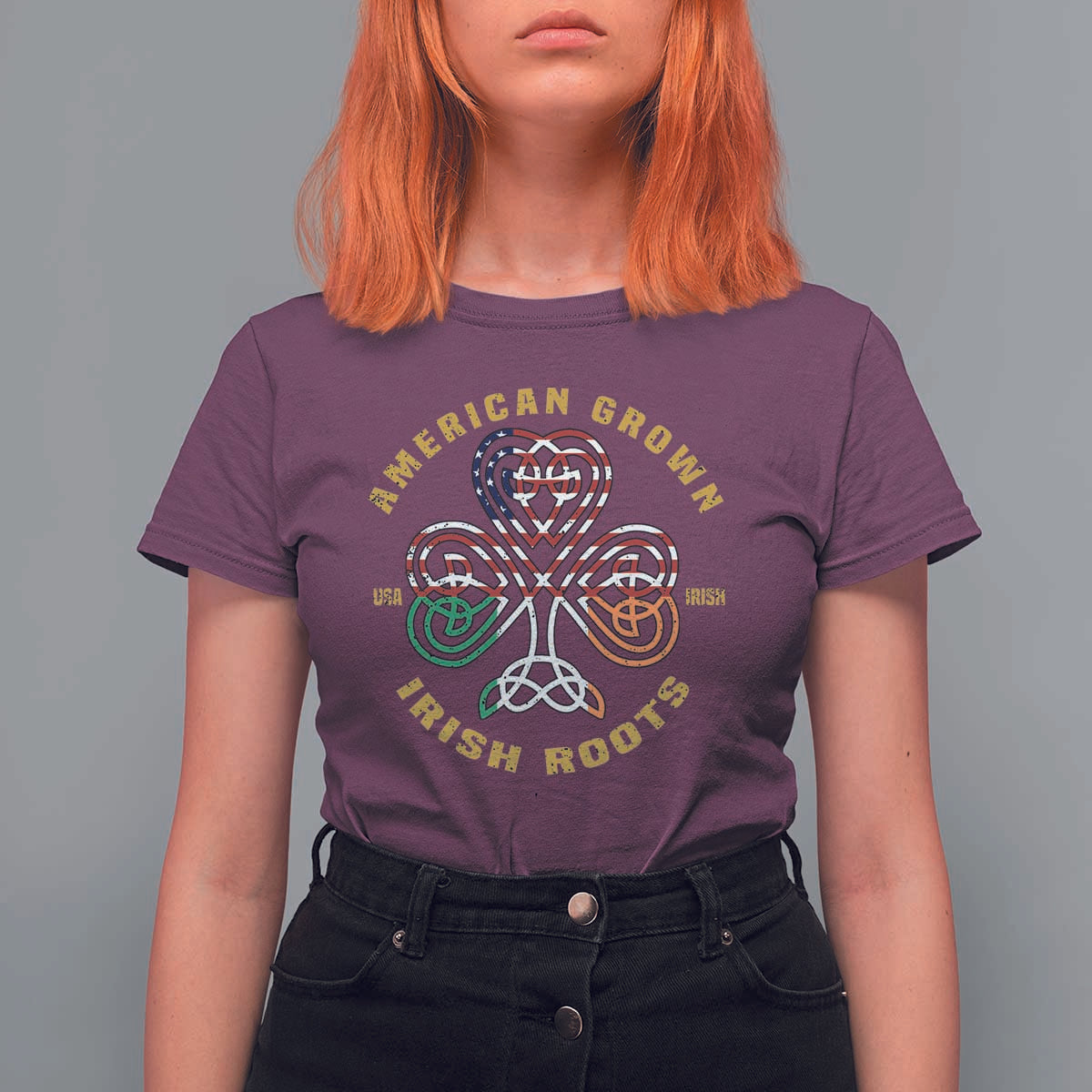 American Grown With Irish Roots T Shirt For Women Irish American Shamrock