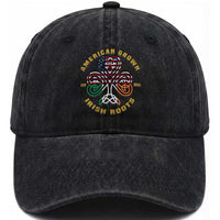 American Grown With Irish Roots Washed Cotton Baseball Cap Irish American Shamrock