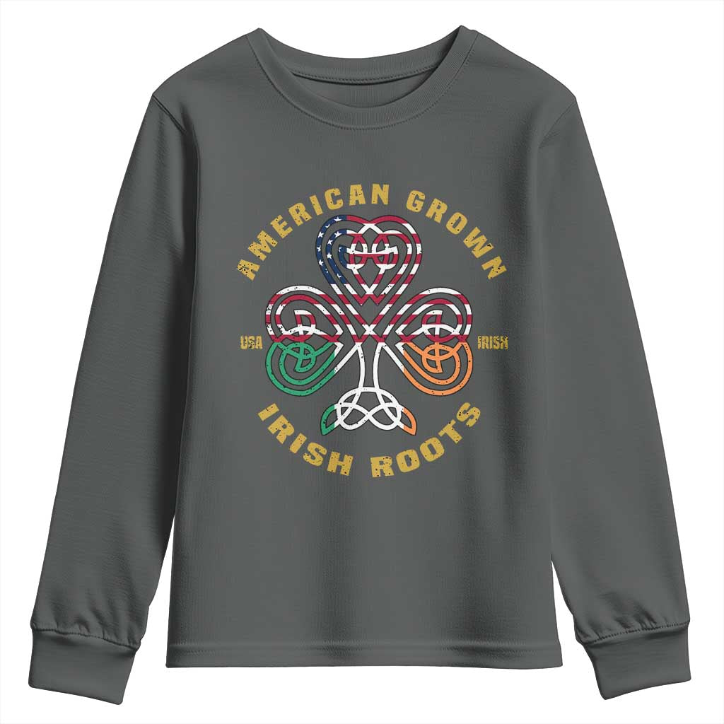 American Grown With Irish Roots Youth Sweatshirt Irish American Shamrock