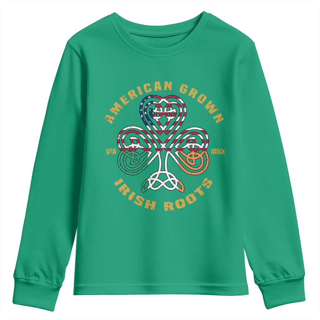 American Grown With Irish Roots Youth Sweatshirt Irish American Shamrock