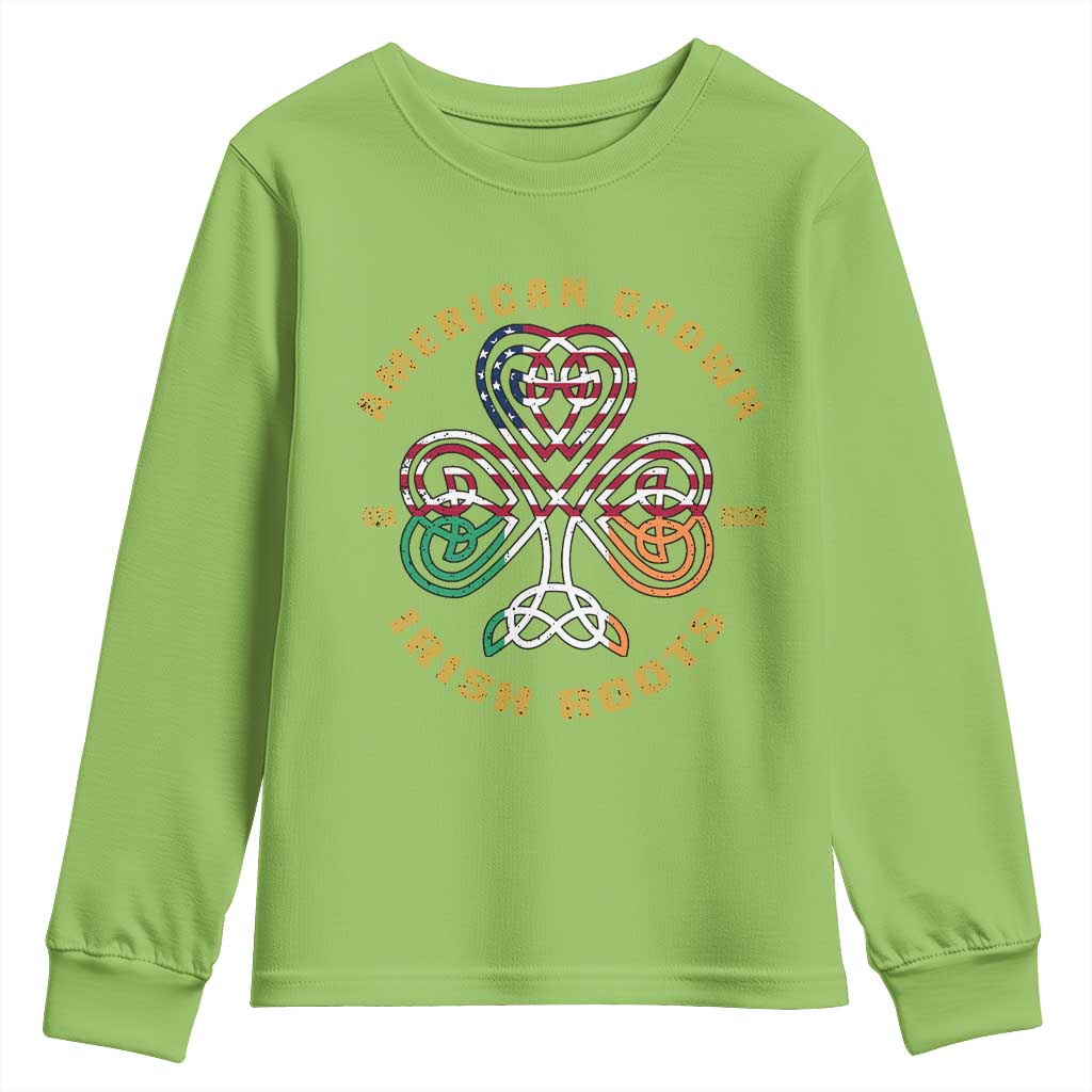 American Grown With Irish Roots Youth Sweatshirt Irish American Shamrock