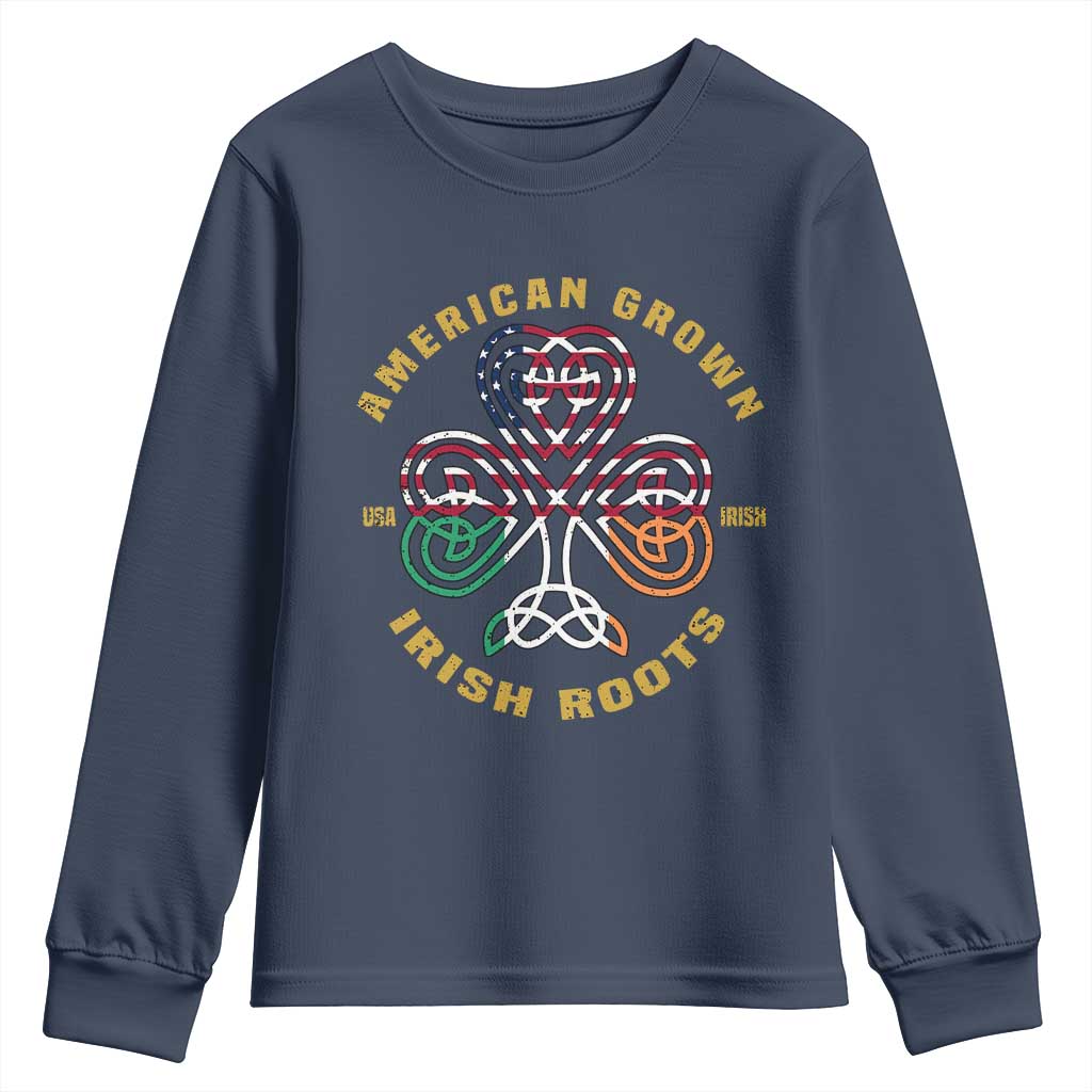 American Grown With Irish Roots Youth Sweatshirt Irish American Shamrock