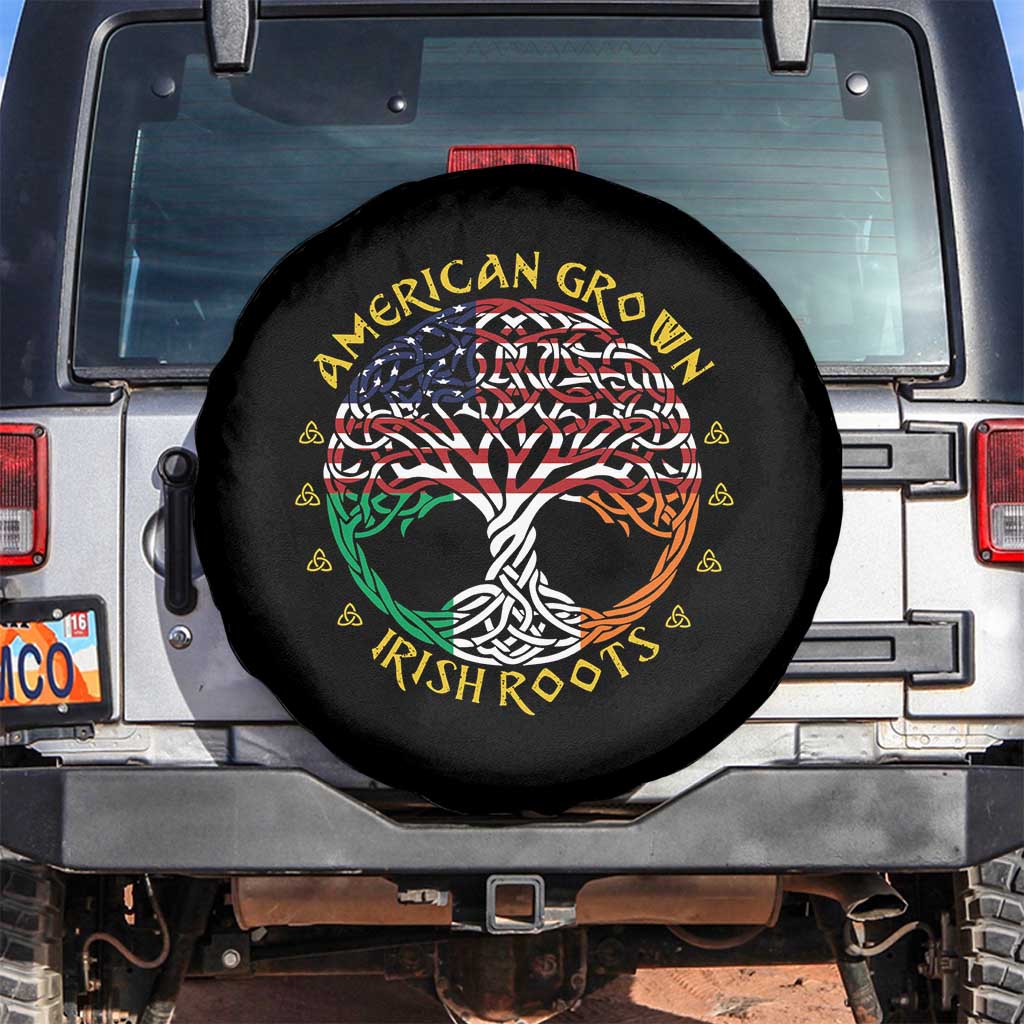 American Grown With Irish Roots Spare Tire Cover Irish American Tree