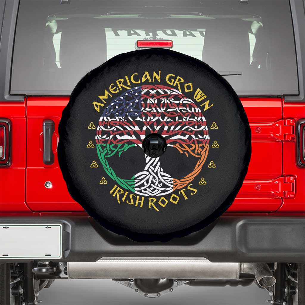 American Grown With Irish Roots Spare Tire Cover Irish American Tree