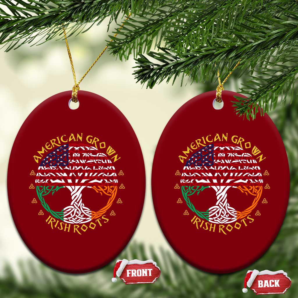 American Grown With Irish Roots Ceramic Ornament Irish American Tree - Wonder Print Shop