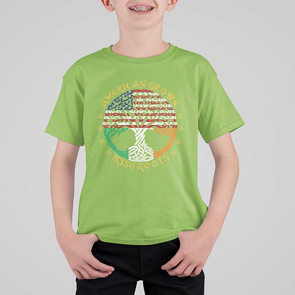 American Grown With Irish Roots T Shirt For Kid Irish American Tree