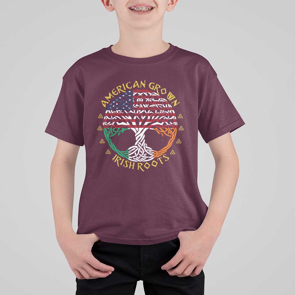 American Grown With Irish Roots T Shirt For Kid Irish American Tree