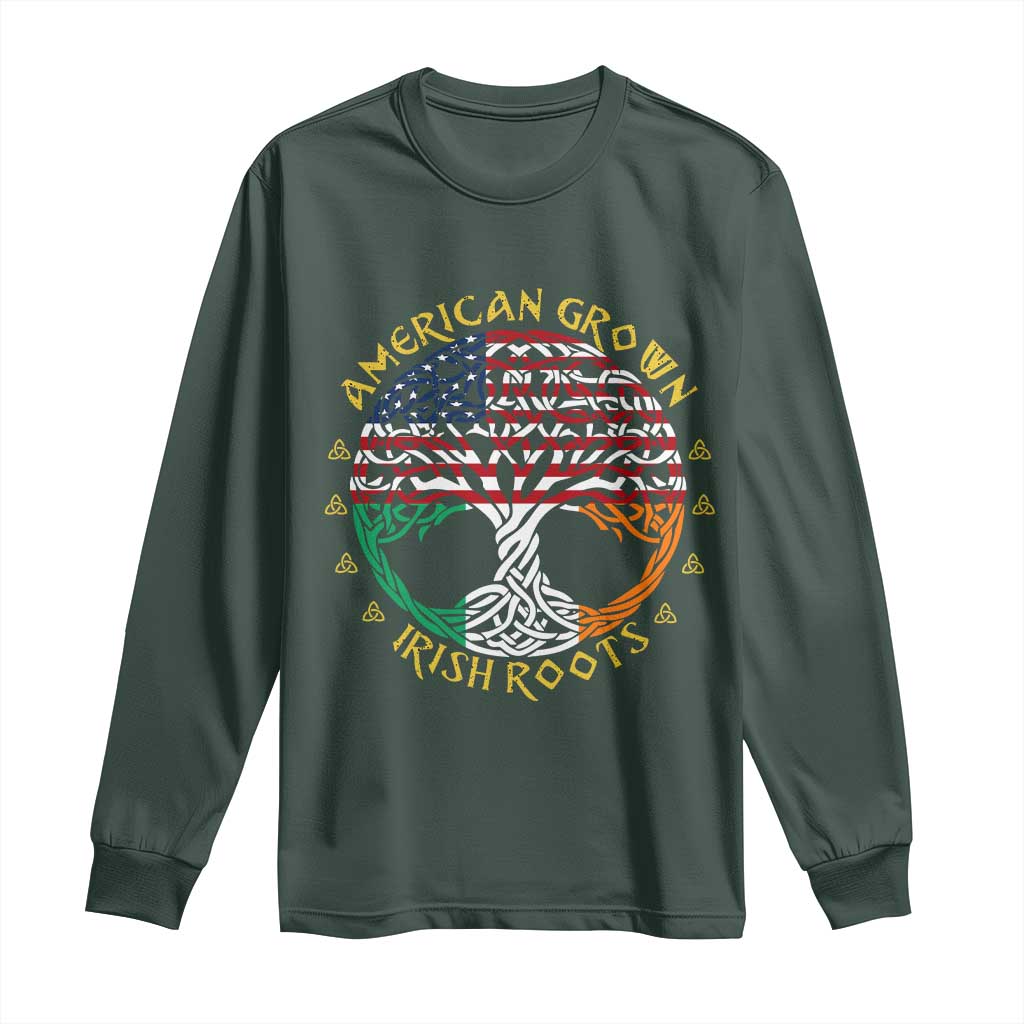 American Grown With Irish Roots Long Sleeve Shirt Irish American Tree