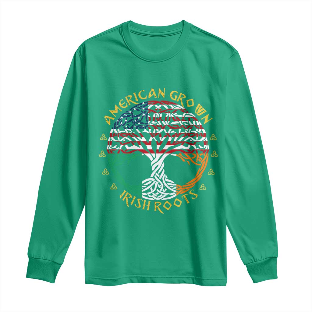 American Grown With Irish Roots Long Sleeve Shirt Irish American Tree