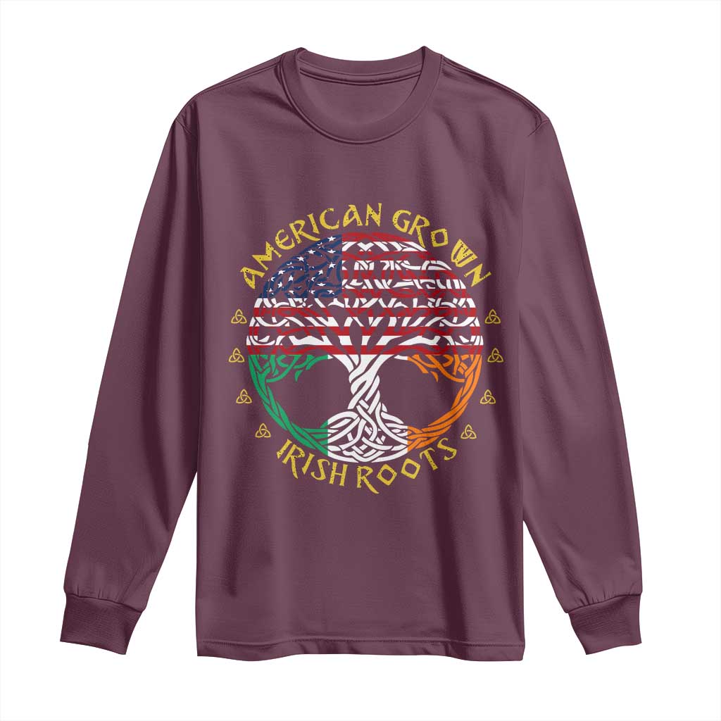 American Grown With Irish Roots Long Sleeve Shirt Irish American Tree