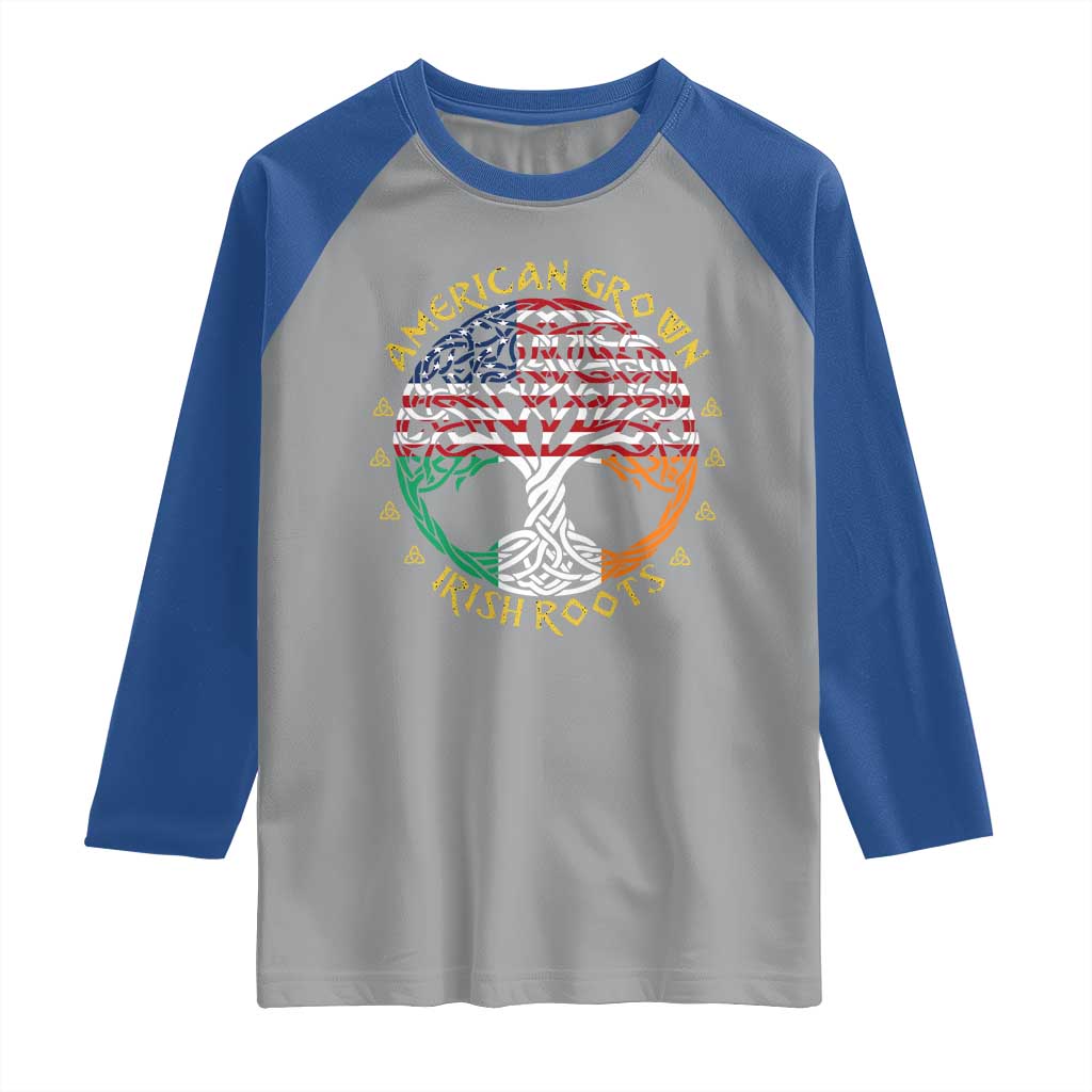 American Grown With Irish Roots Raglan Shirt Irish American Tree