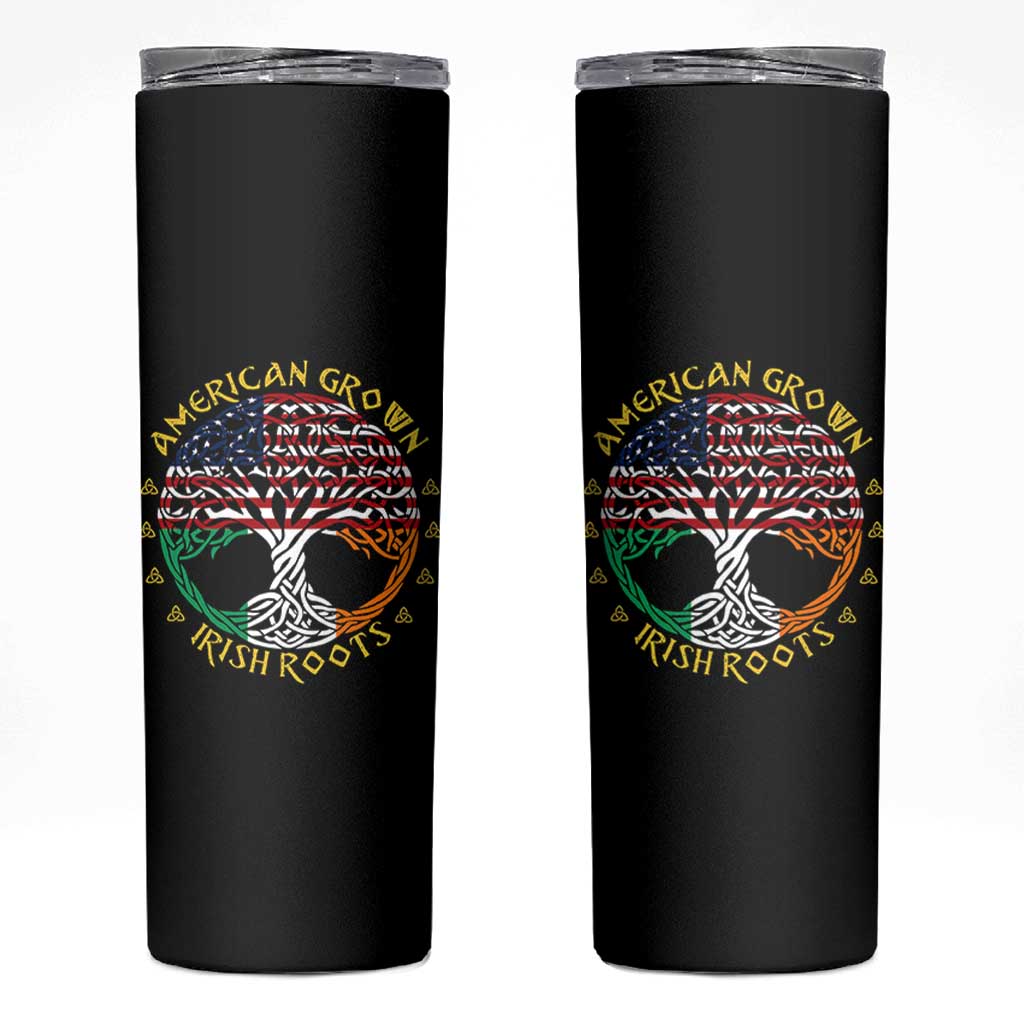 American Grown With Irish Roots Skinny Tumbler Irish American Tree